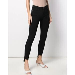 Frame Le High Skinny Jeans Black Raw Hem Size 24 High Rise Stretch
